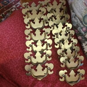 Vintage Brass Drawer Pulls 16 in the Set Chippendale